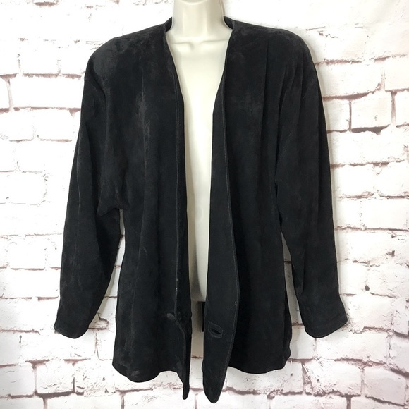 J. FOSS 80’s Vintage Black Suede jacket Size Small - Picture 12 of 16